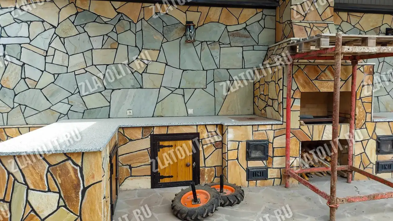 жёлтый плитняк златолит для мощения и облицовки в наличии от производителя